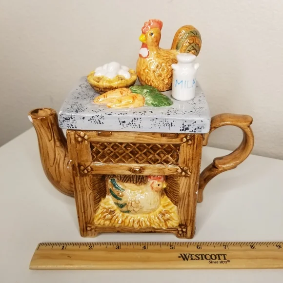 World Bazaars Hen House Mini Teapot Chicken Eggs Milk‎ Carrot Ceramic 3D - Picture 11 of 14